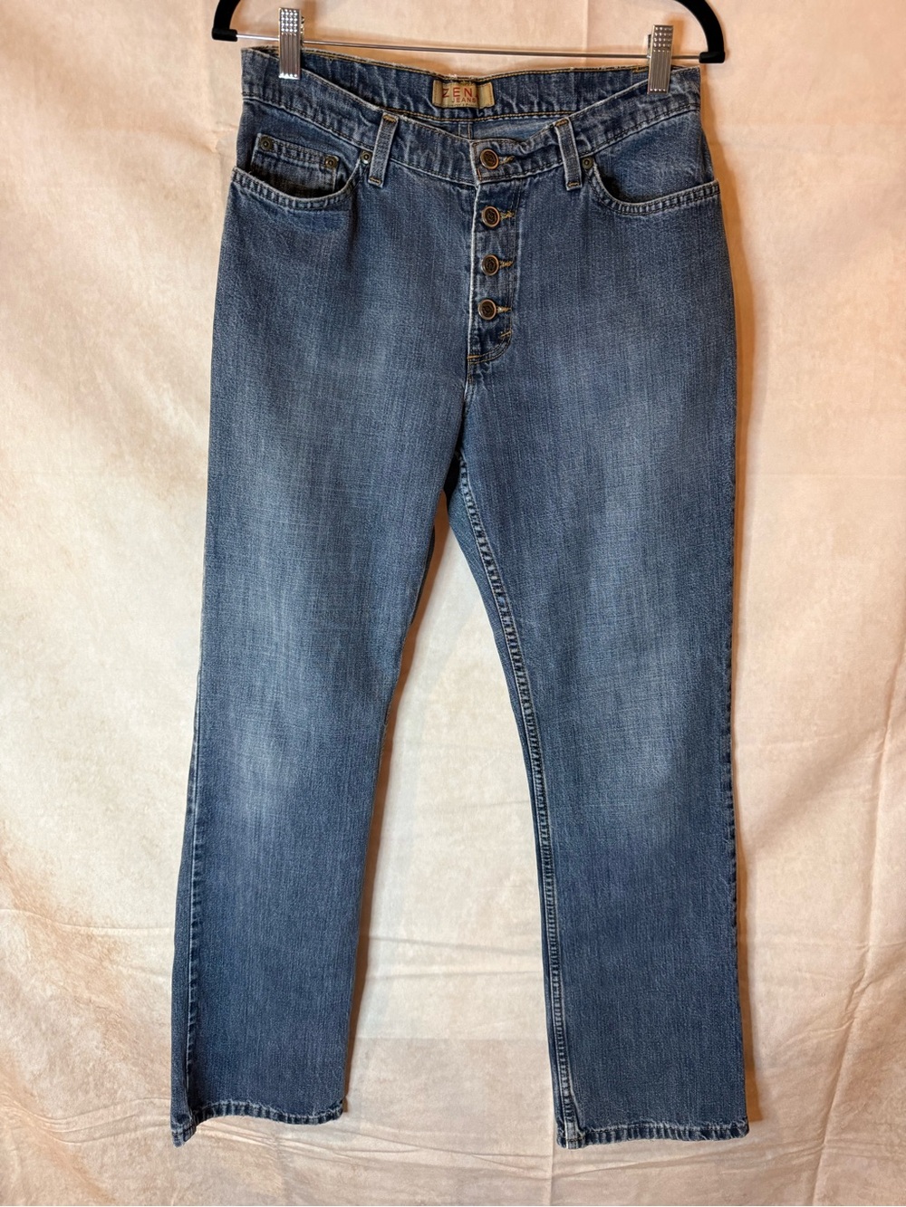 Zena Straight-Leg Button-Fly Jeans - Medium Blue